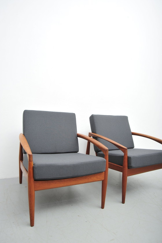 Image 1 of Magnus Olesen Paper Knife Lounge Chairs By Kai Kristiansen In Teak