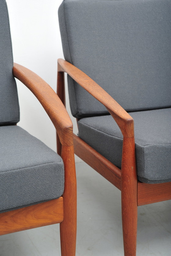 Image 1 of Magnus Olesen Paper Knife Lounge Chairs By Kai Kristiansen In Teak