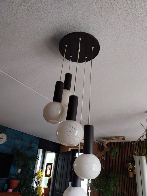 1 x cascade 5 light ceiling lamp 1950s Czech Republic