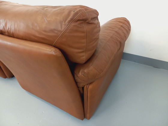 Image 1 of Pair Of Vintage Poppy Lounge Armchairs By Tito Agnoli For Poltrona Frau In 70s Leather