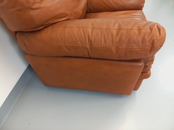 Image 1 of Pair Of Vintage Poppy Lounge Armchairs By Tito Agnoli For Poltrona Frau In 70s Leather