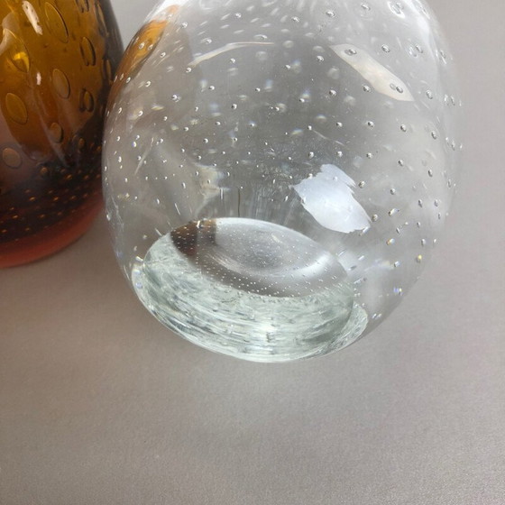 Image 1 of Set of 2 vintage bubble glass vase by Hirschberg