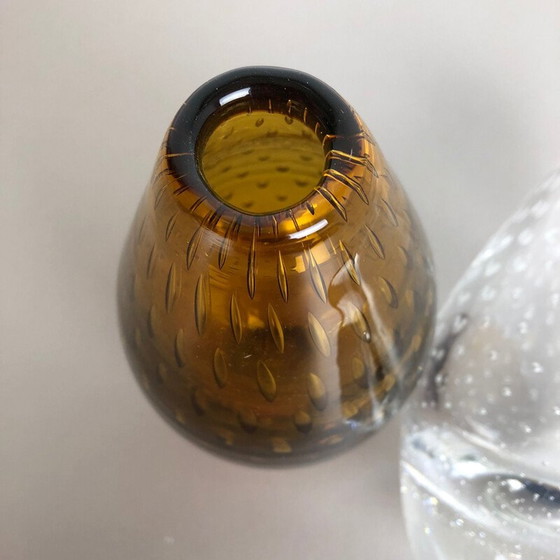 Image 1 of Set of 2 vintage bubble glass vase by Hirschberg