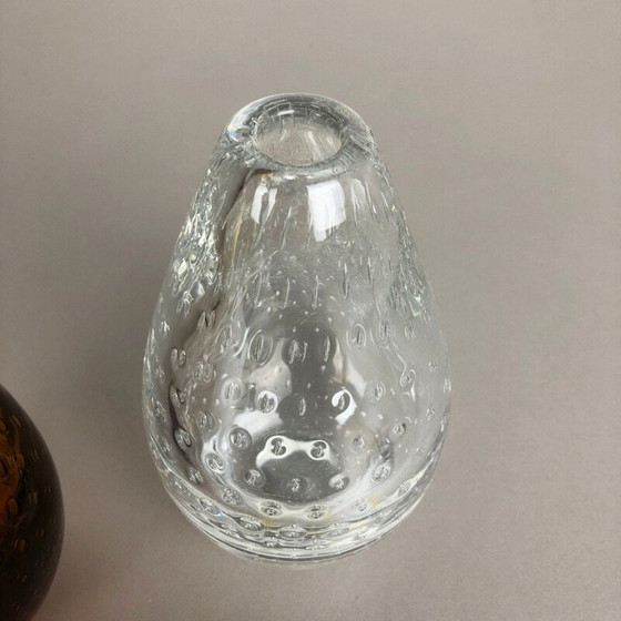 Image 1 of Set of 2 vintage bubble glass vase by Hirschberg