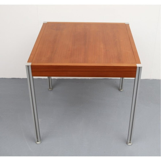 Image 1 of Vintage aluminum and teak coffee table, 1970