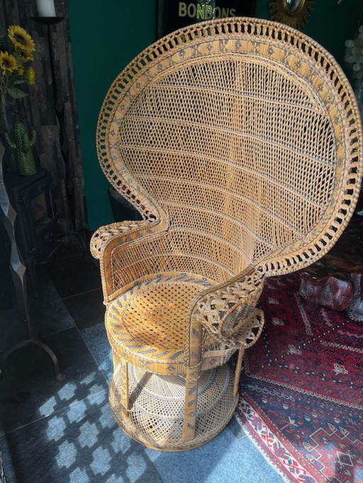 1 x peacock/peacock chair in rattan 1970's