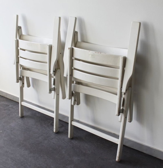 Image 1 of Pair Of Buffalo Wooden Garden Chairs Painted White, W.Germany, 1970
