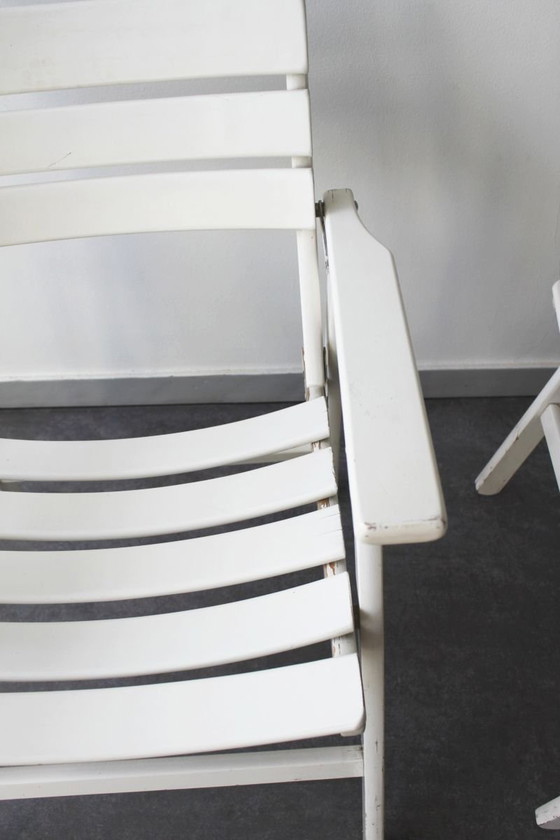 Image 1 of Pair Of Buffalo Wooden Garden Chairs Painted White, W.Germany, 1970