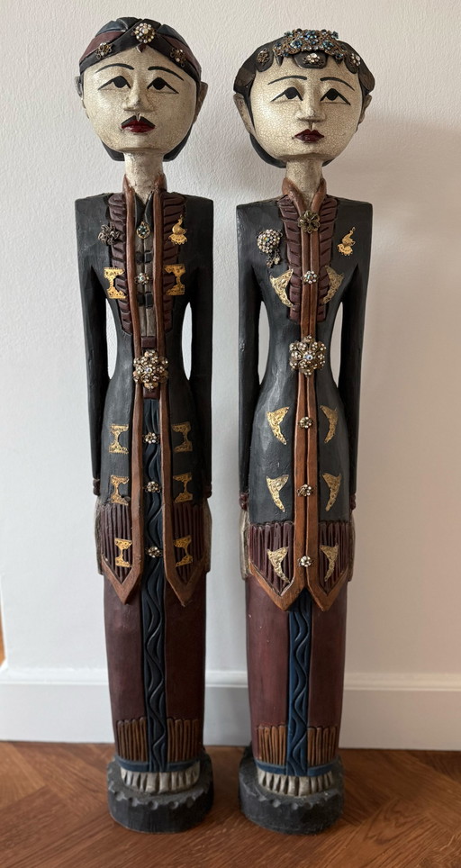 Indonesian Couple Of Wood - 100 X 35