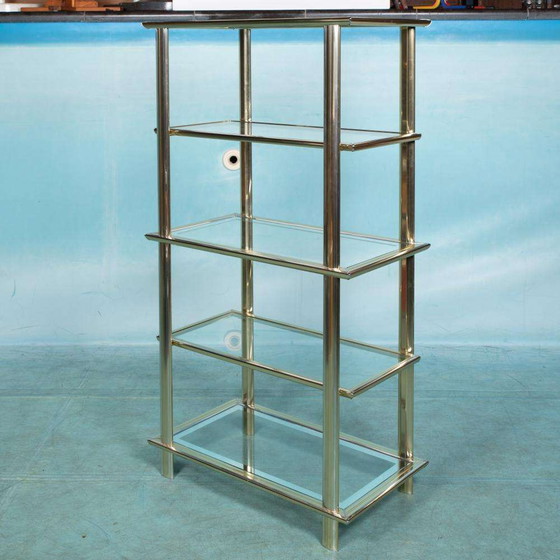 Image 1 of Midcentury chic wall unit, glass and brass display case 70s