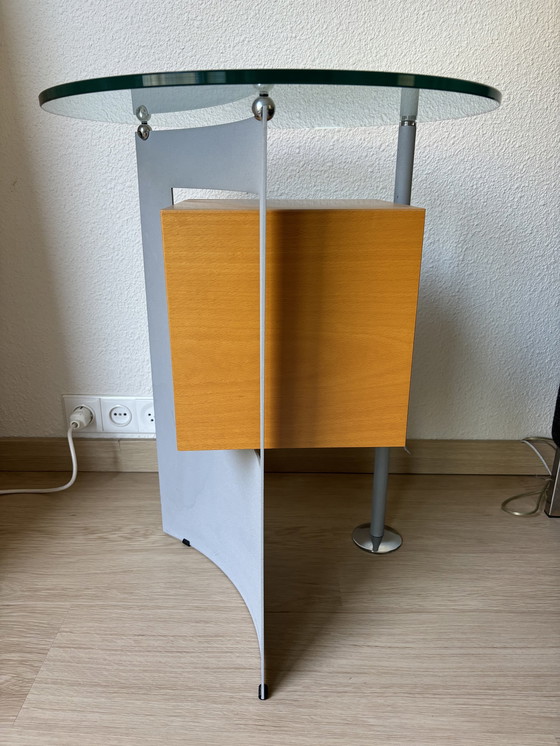 Image 1 of 2x Side Tables Glass/Beech