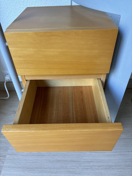 Image 1 of 2x Side Tables Glass/Beech