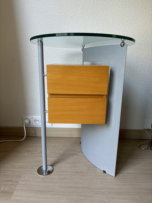 2x Side Tables Glass/Beech