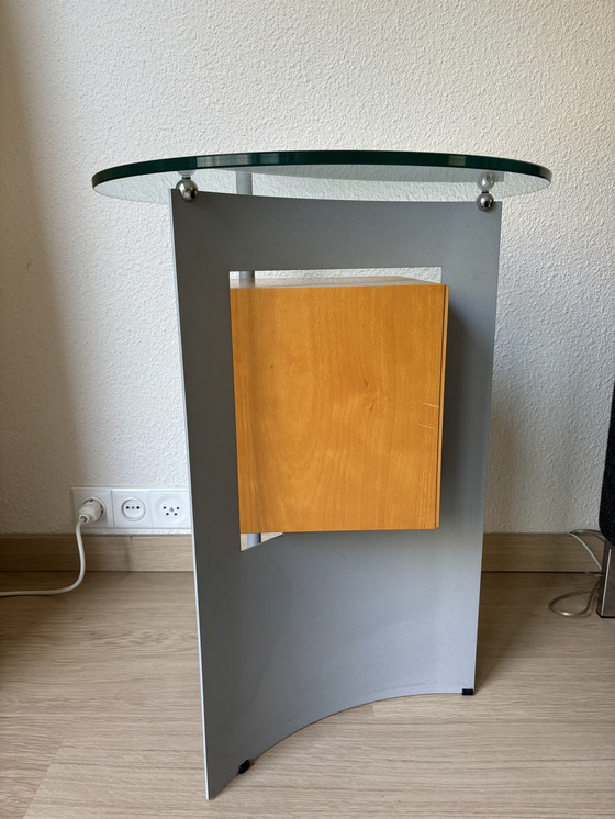 Image 1 of 2x Side Tables Glass/Beech