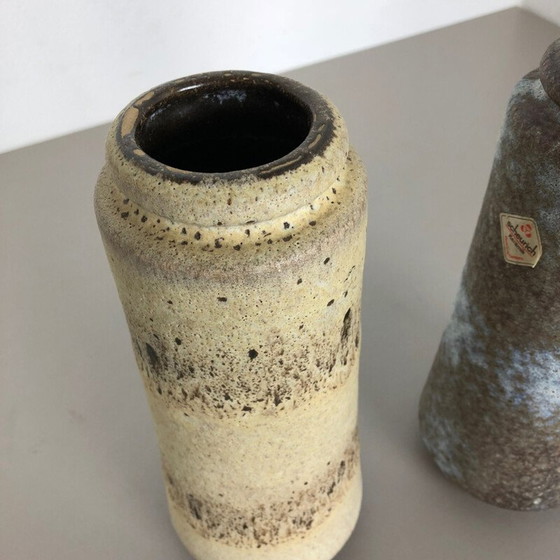 Image 1 of Vintage pair of Two Pottery Fat Lava Vases "206-26" Made by Scheurich, Germany 1970s