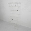 Wall coat rack with hat shelf, 5 fixed, 10 loose hooks