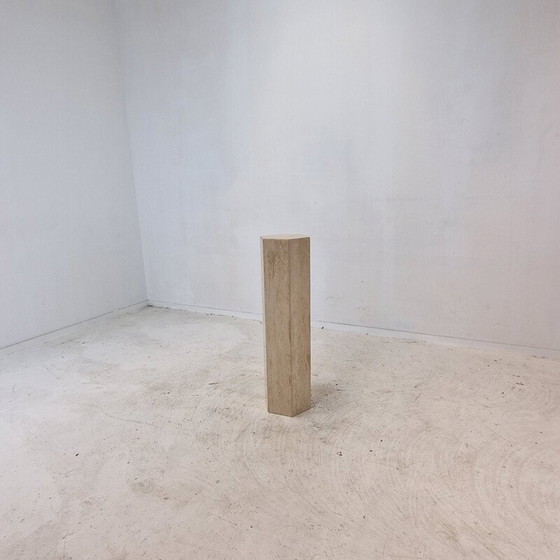 Image 1 of Vintage travertine side table, Italy 1980