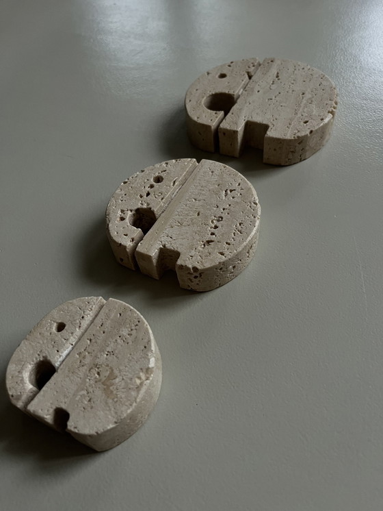 Image 1 of 3x Fratelli Manelli travertine elephants