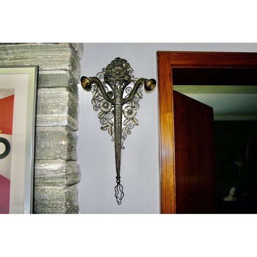Vintage bouquet doublet wall lamp by Edgar Brant 1930s