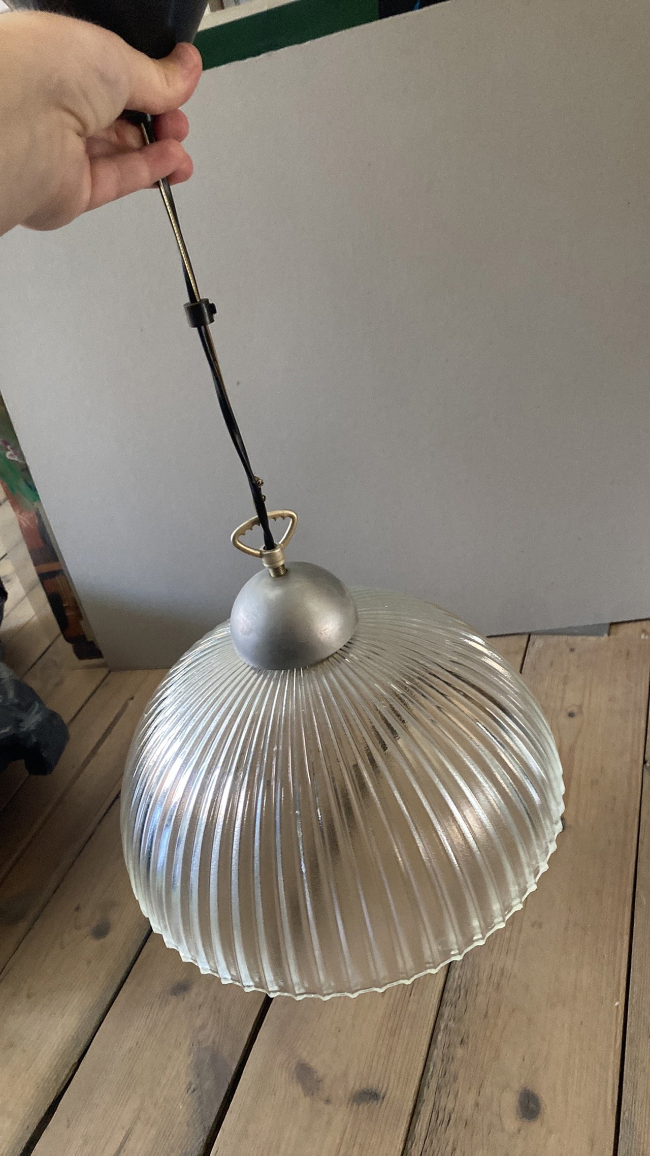 Lampe suspendue en verre vintage