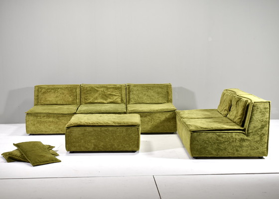 Image 1 of Green velvet sectional sofa in the style of COR TRIO – circa 1970