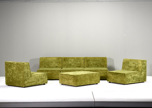 Green velvet sectional sofa in the style of COR TRIO – circa 1970