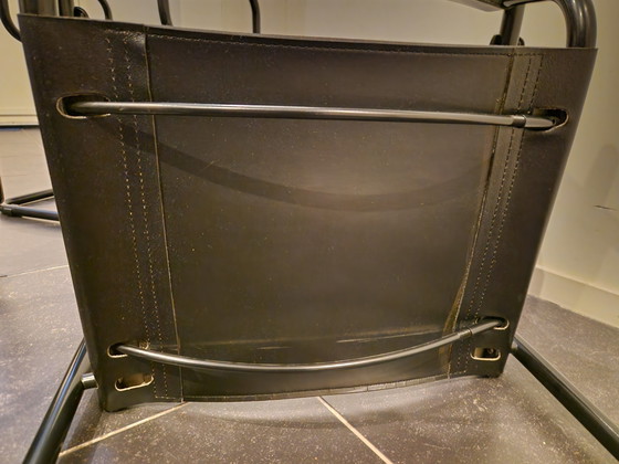 Image 1 of Black Leather Sled Chairs 3X