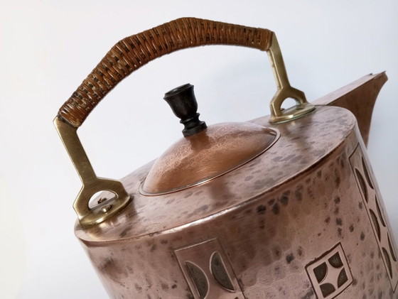 Image 1 of Wmf Secessionist/Jugendstil Hammered Brass & Copper Kettle Teapot Cca. 1905