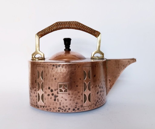 Wmf Secessionist/Jugendstil Hammered Brass & Copper Kettle Teapot Cca. 1905