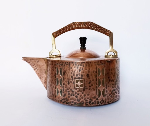 Wmf Secessionist/Jugendstil Hammered Brass & Copper Kettle Teapot Cca. 1905