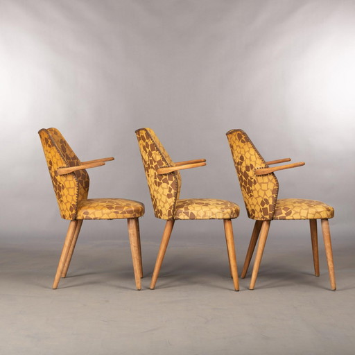 Danish vinyl chairs 70s, set of 3 – eetkamerstoelen, Plastic, Mid Century Modern