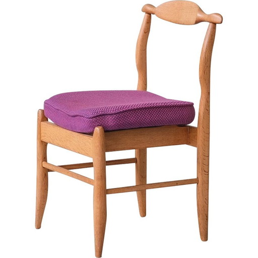 Set of 4 vintage oakwood 'Fumay' chairs by Guillerme et Chambron, France 1960