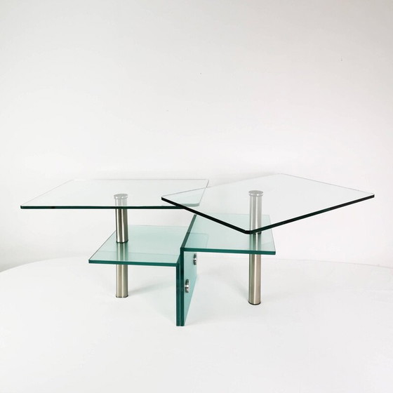 Image 1 of Vintage glass and metal table, Germany 1990