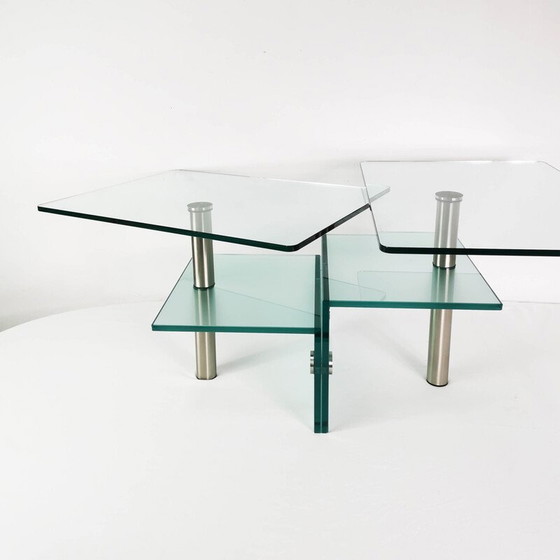 Image 1 of Vintage glass and metal table, Germany 1990