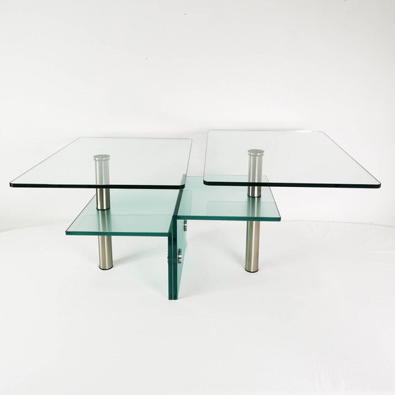 Image 1 of Vintage glass and metal table, Germany 1990