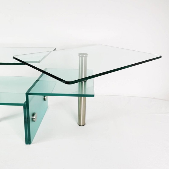 Image 1 of Vintage glass and metal table, Germany 1990