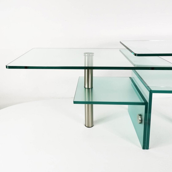 Image 1 of Vintage glass and metal table, Germany 1990