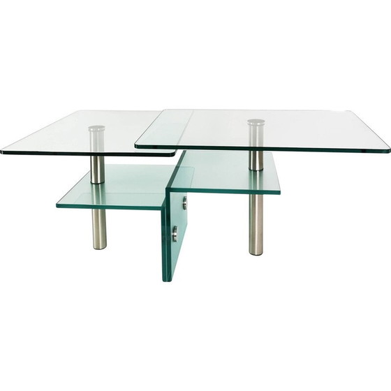 Image 1 of Vintage glass and metal table, Germany 1990