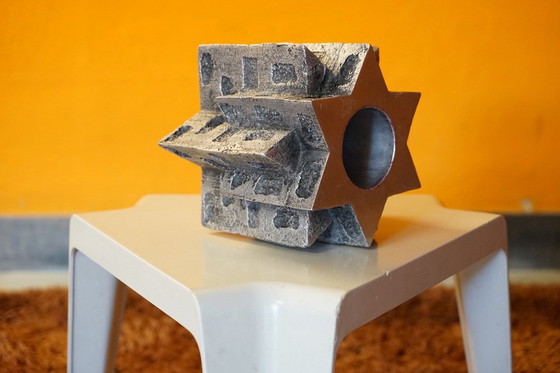 Image 1 of Brutalist vintage candlestick made of solid aluminum, 1960s