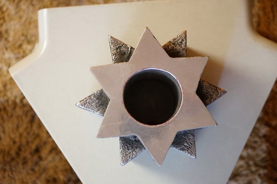 Image 1 of Brutalist vintage candlestick made of solid aluminum, 1960s