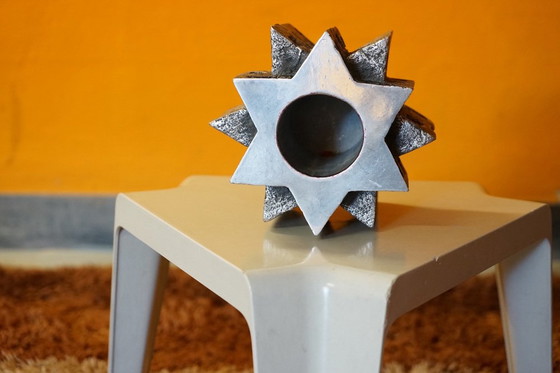 Image 1 of Brutalist vintage candlestick made of solid aluminum, 1960s