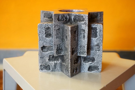 Image 1 of Brutalist vintage candlestick made of solid aluminum, 1960s