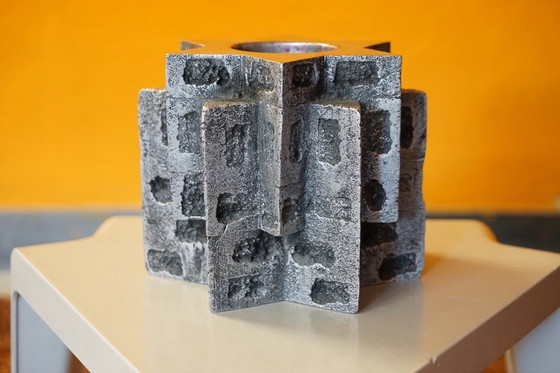 Image 1 of Brutalist vintage candlestick made of solid aluminum, 1960s