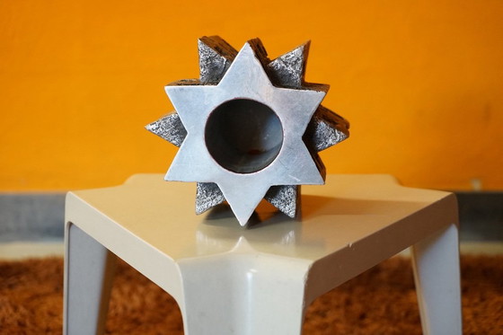 Image 1 of Brutalist vintage candlestick made of solid aluminum, 1960s