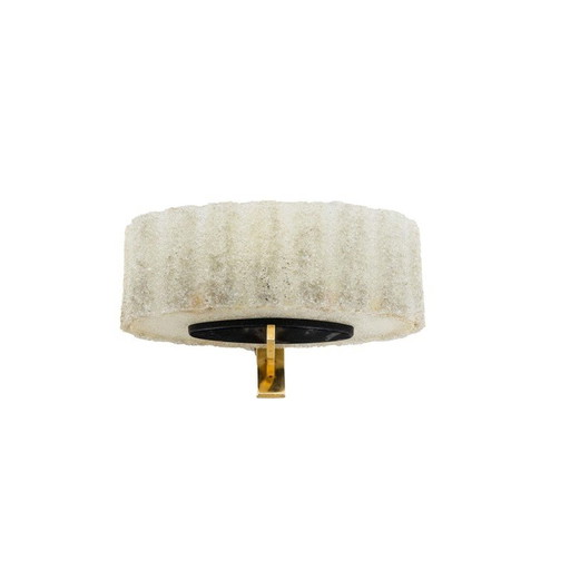 Vintage wall lamp in granite resin and golden brass for Maison Arlus, France 1960