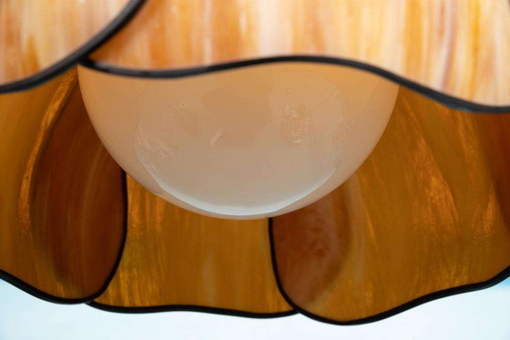 Image 1 of Glass Japandi pendant lamp marbled glass, bohemian chic