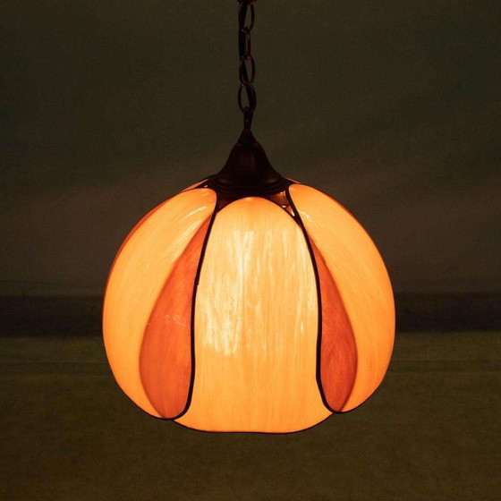 Image 1 of Glass Japandi pendant lamp marbled glass, bohemian chic