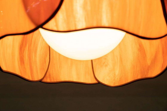 Image 1 of Glass Japandi pendant lamp marbled glass, bohemian chic