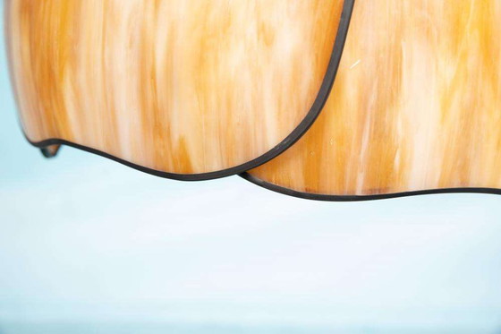 Image 1 of Glass Japandi pendant lamp marbled glass, bohemian chic