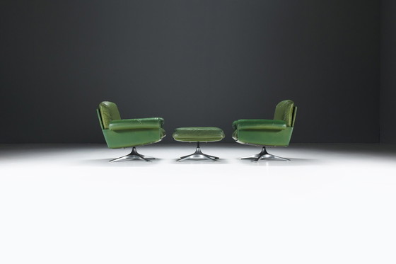 Image 1 of Very Rare Ds 31 Lounge Set In Green Leather By De Sede Team For De Sede Swiss